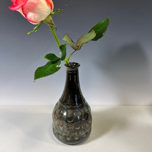 Handmade Dark Brown Pottery Bud Vase