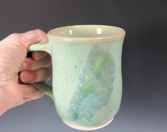 Coffee or tea mug with spoon rest - Mug and teabag holder - green mug - gift for teacher