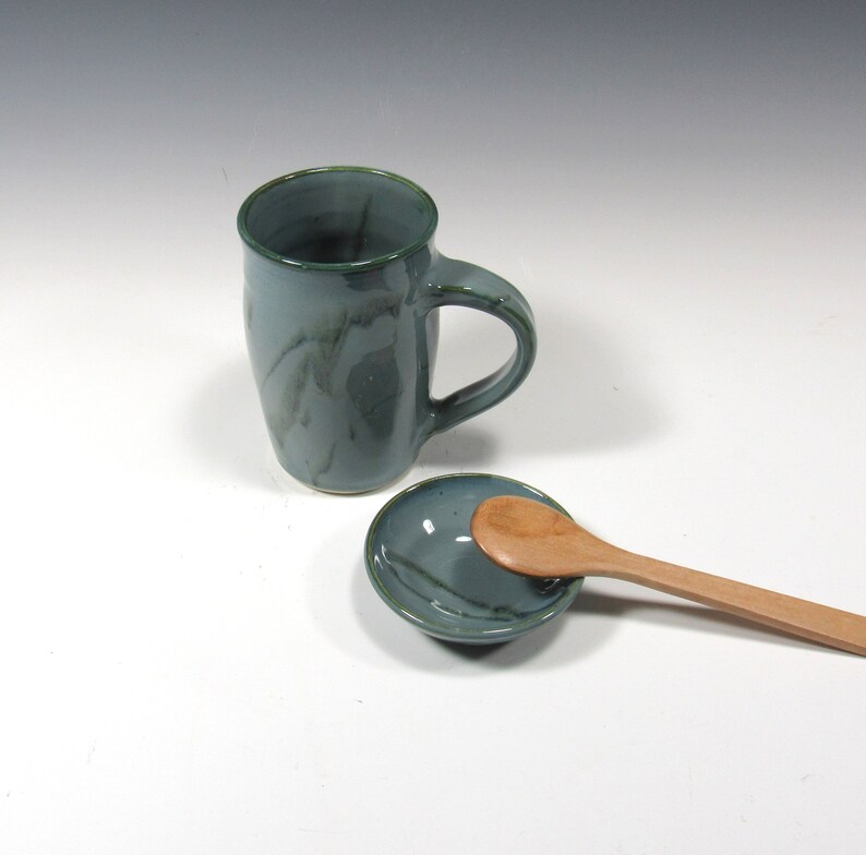 Mug with spoon rest or teabag holder Coffee mug with spoon rest Tea mug with teabag holder image 6