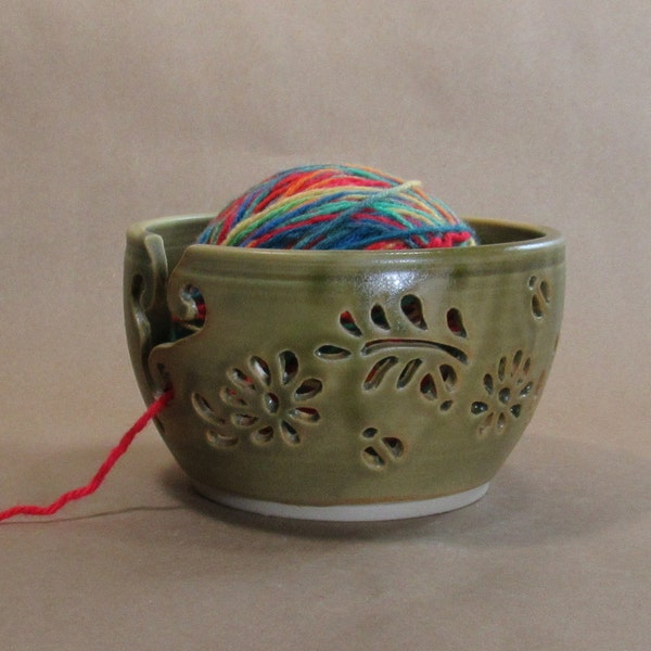 Yarn Bowl - Knitting Bowl - Crochet Bowl - Knitting Supplies - April Showers May Flowers - Stoneware Pottery - Handmade - Home Decor