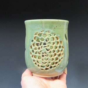 Candle Holder - Green Flower Vase - Kitchen accessory - Pencil Holder