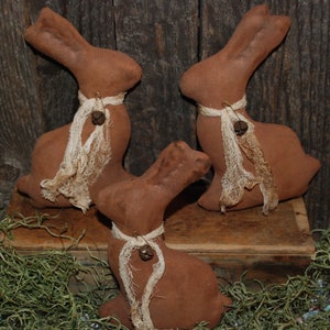 Primitief digitaal patroon EPATTERN Volkskunst Primitieve chocolade Bunny Tucks Bowl Fillers Ornies afbeelding 3