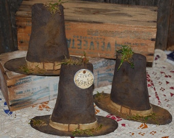 Primitive Digital Pattern EPATTERN Folk Art Primitive Pilgrim Hat Shelf Sitters Thanksgiving Tucks Ornies Bowl Fillers -- TWO STYLES