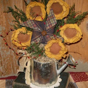 Primitive Digital Pattern EPATTERN Folk Art Primitive Sunflowers and Pinwheel Gathering Ornament Ornies Bowl Fillers Pillow Tucks image 1