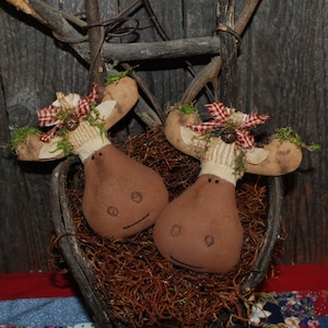 Primitive Digital Pattern EPATTERN Folk Art Primitive Christmas Moose Tucks Ornies Bowl Fillers