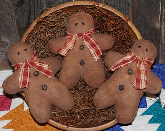 Primitive Digital Pattern EPATTERN Folk Art Primitive Gingerbread Men Ornies Bowl Fillers TWO STYLES