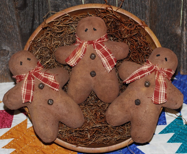 Primitive Digital Pattern EPATTERN Folk Art Primitive Gingerbread Men Ornies Bowl Fillers TWO STYLES image 1
