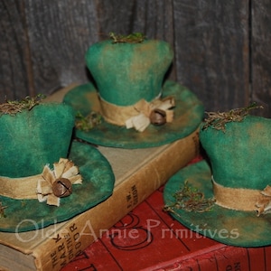 Primitive Digital Pattern EPATTERN Folk Art Primitive St. Patrick&#39;s Day Leprechaun Hat Tucks Ornies Bowl Fillers