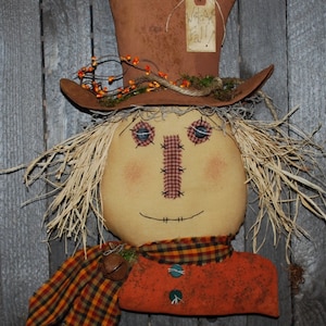 Primitive Digital Pattern EPATTERN Folk Art Primitive Scarecrow Door Greeter Halloween Wall Hanging