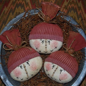 Primitive Snowman Heads Gathering Pattern, Winter Centerpiece, Bowl Filler Ornament (Digital Download) image 2
