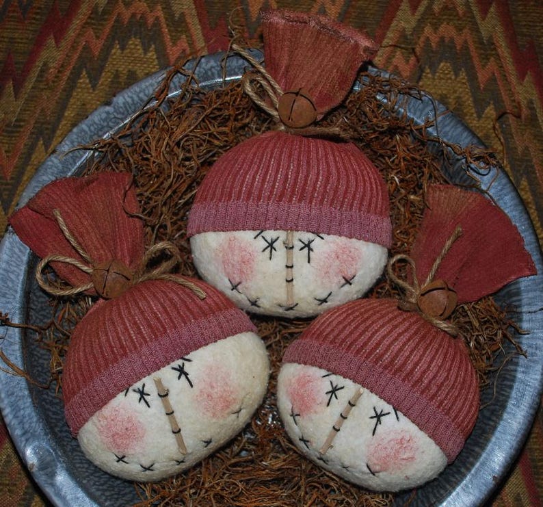 Primitive Snowman Heads Gathering Pattern, Winter Centerpiece, Bowl Filler Ornament (Digital Download) image 2