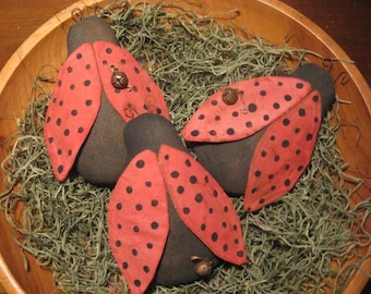 Primitive Digital Pattern EPATTERN Folk Art Primitive Lady Bug Tucks Ornies Bowl Fillers