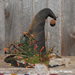 Primitive Digital Pattern EPATTERN Folk Art Large Halloween Primitive Witch Hat Table Sitter