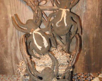 Primitive Halloween Spiders Tucks PATTERN; Folk Art Bowl Fillers Ornament (Digital Download)