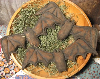 Primitive Digital Pattern EPATTERN Folk Art Primitive Halloween Bats Tucks Ornies Bowl Fillers