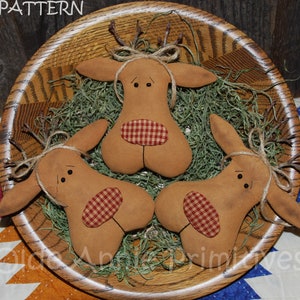 Primitive Digital Pattern EPATTERN Folk Art Primitive Christmas Reindeer Tucks Bowl Fillers Ornies