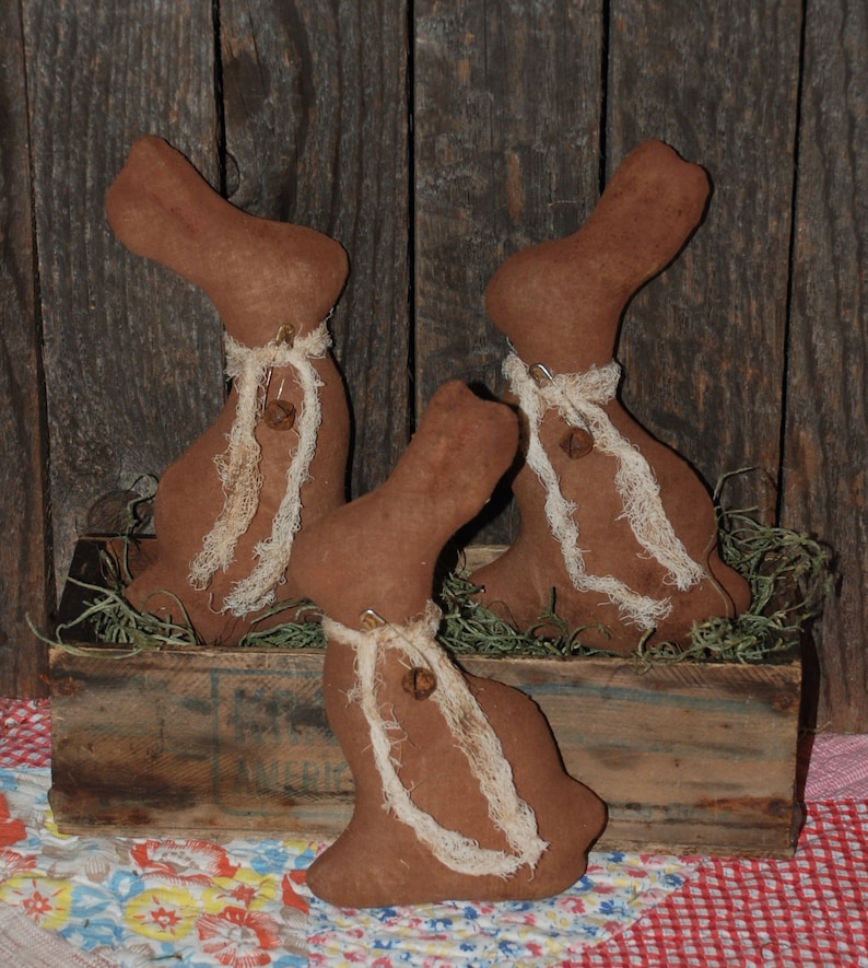 Primitive Digital Pattern EPATTERN Folk Art Primitive Chocolate Bunny Tucks Bowl Fillers Ornies image 1