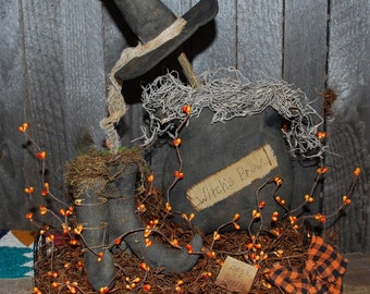 Primitive Witch's Brew Halloween Gathering; Folk Art Boots Cauldron Witch Hat Bowl Fillers Ornies Pillow Tucks Ornaments (Digital Download)
