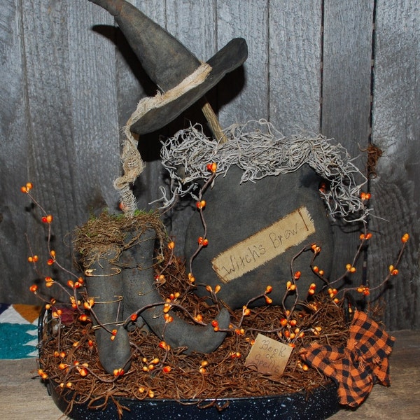 Primitive Digital Pattern EPATTERN Folk Art Witch's Brew Primitive Halloween Gathering Bowl Fillers Ornies Pillow Tucks Ornaments