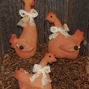 Primitive Digital Pattern EPATTERN Folk Art Primitive Barnyard Red Hens Tucks Ornies Bowl Fillers Ornament