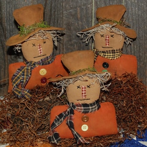 Primitive Autumn Scarecrow Ornies Pattern Folk Art Fall Bowl Fillers (Digital Download)