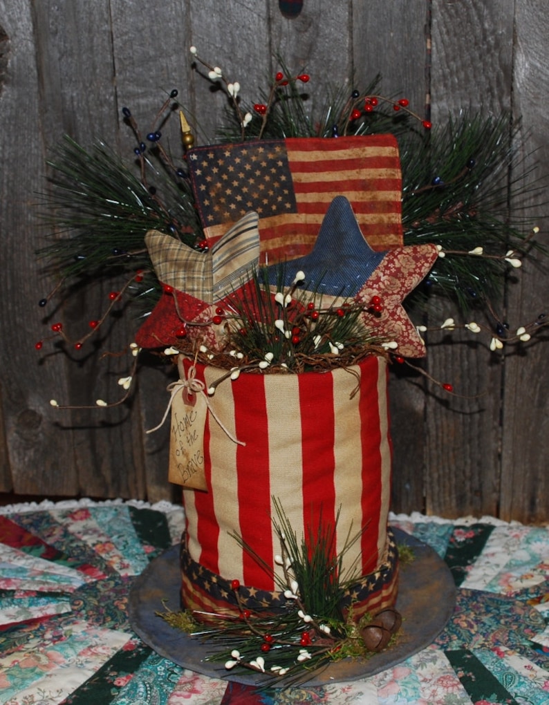 Primitive Digital Pattern EPATTERN Folk Art Primitive Uncle Sam Hat Table Sitter image 1