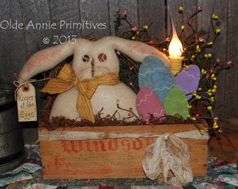 Primitive Digital Pattern EPATTERN Folk Art Primitive Easter Bunny Gathering Keeper of the Eggs Spring Ornies Bowl Fillers Pillow Tucks