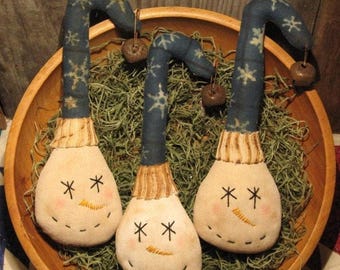 Primitive Crooked Hat Snowman Tucks PATTERN; Folk Art Christmas Bowl Fillers Ornaments (Digital Download)