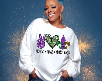 Paz, amor, Mardi Gras PNG (no editable)