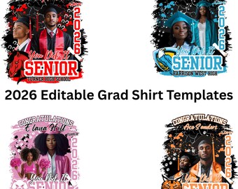 Canva Pro bearbeitbare 2026 Grad Shirt Vorlagen