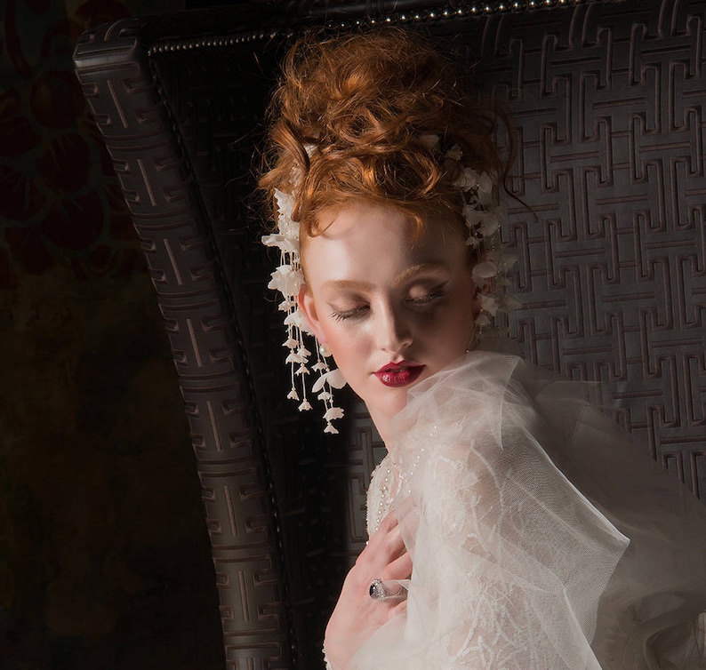 Dripping floral silk hair pins wedding accessory Dainty | Etsy