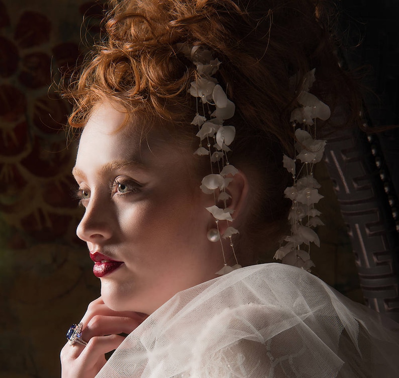 Dripping floral silk hair pins wedding accessory Dainty | Etsy