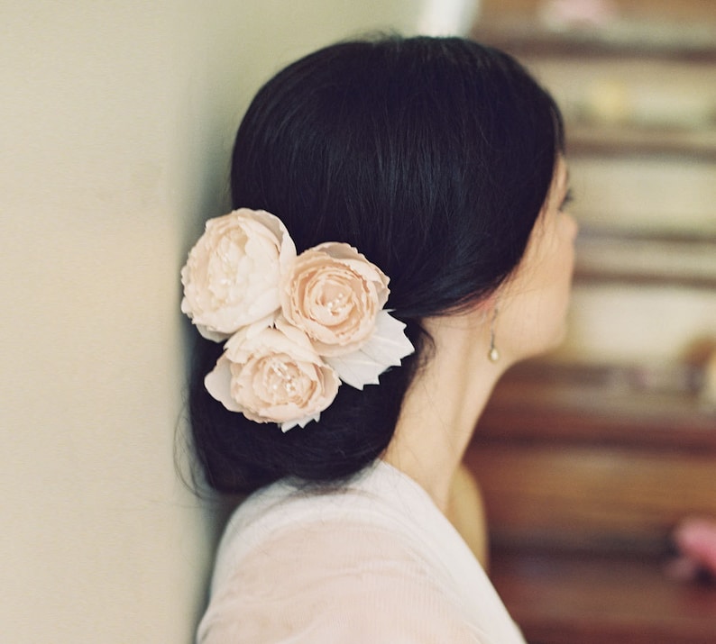 Bridal Blush English Rose Hair Pins Silk Flowers Wedding Etsy