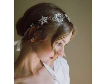 Selene Moon & Star Catena per capelli celeste n. 2307