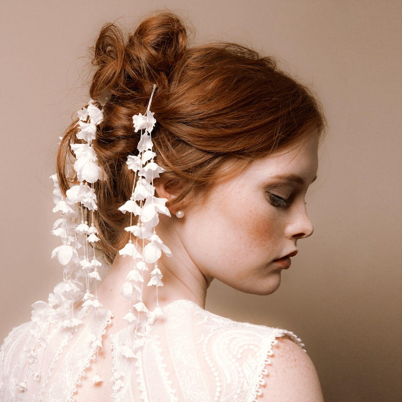 Dripping floral silk hair pins wedding accessory Dainty | Etsy