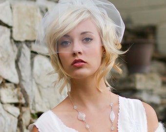 Wedding veil, birdcage veil, wedding hair accessory, mini blusher veil, ready to Ship, Style 772