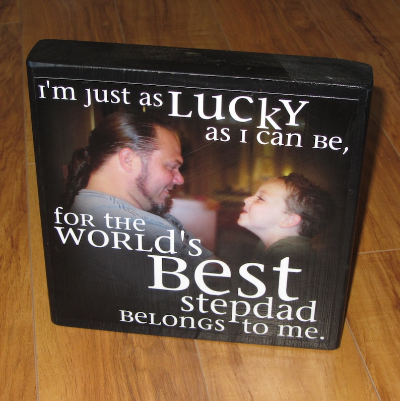 Custom made to order with poem quote or scripture Photo Gift for STEPDAD XL Personalized Photo Blocks