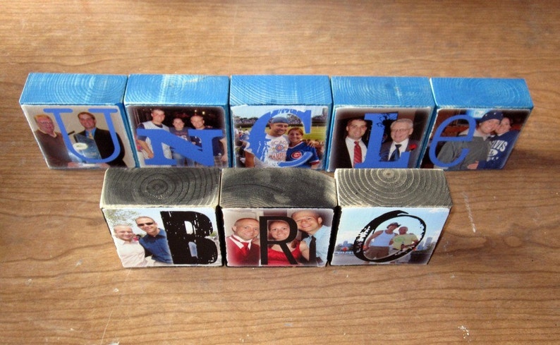 per block price SPORTS team colors FOOTBALL Baseball BASKETBALL Personalized for the Guys Photo Letter Blocks