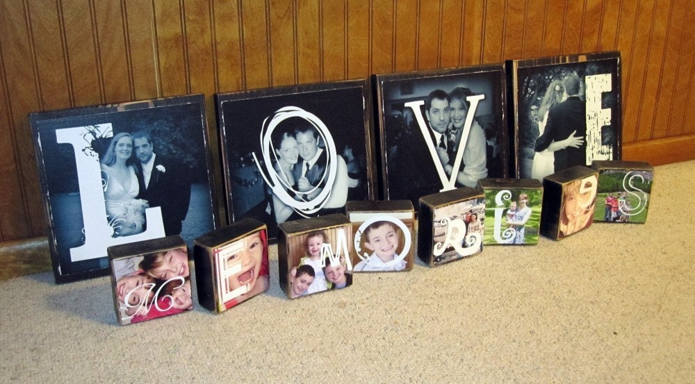 EXTRA Large Photo Letter Blocks 9 inch square set of 4 LOVE Etsy