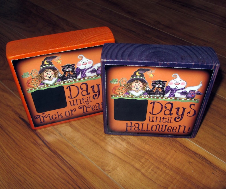 COUNTDOWN to HALLOWEEN or Trick or Treat per block price large size Chalkboard Photo Letter Blocks