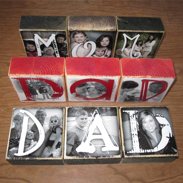 Personalized GIFT- DAD photo letter blocks- set of 3
