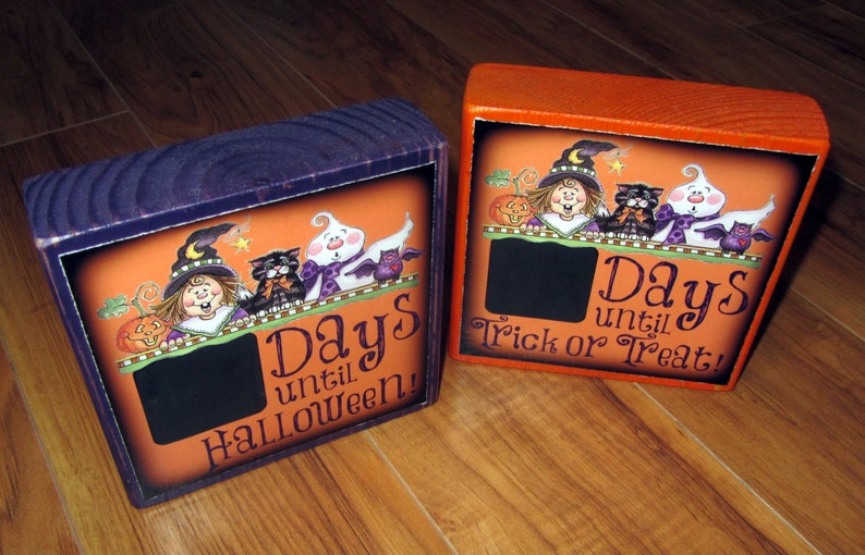 COUNTDOWN to HALLOWEEN or Trick or Treat per block price large size Chalkboard Photo Letter Blocks