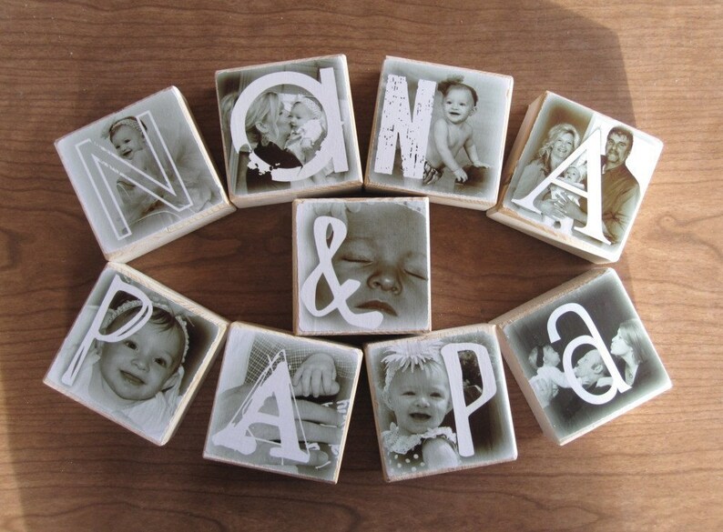 BLESSINGS Photo Blocks SET OF 9 Letter Blocks flat rate shipping