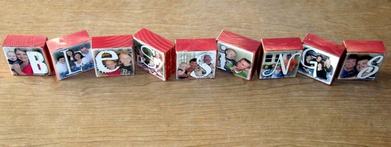 BLESSINGS Photo Blocks SET OF 9 Letter Blocks flat rate shipping