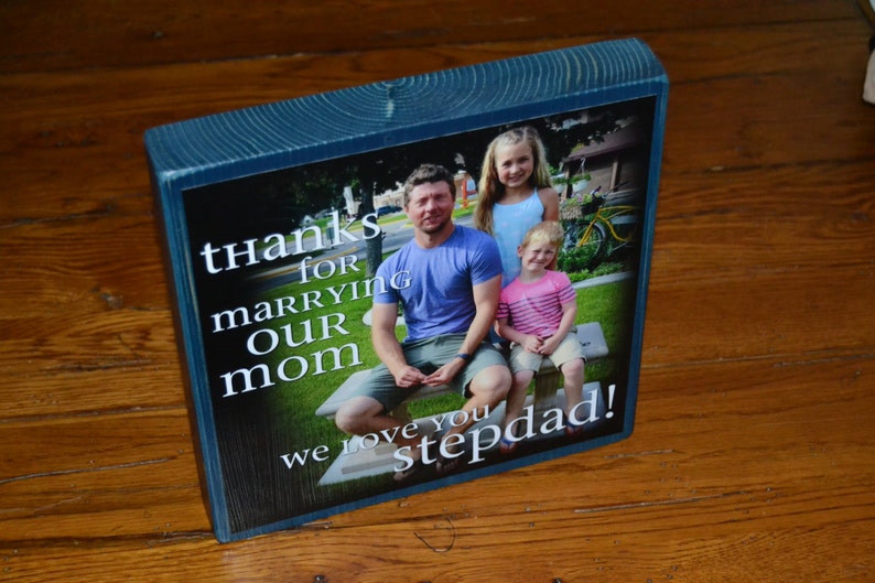 Custom made to order with poem quote or scripture Photo Gift for STEPDAD XL Personalized Photo Blocks