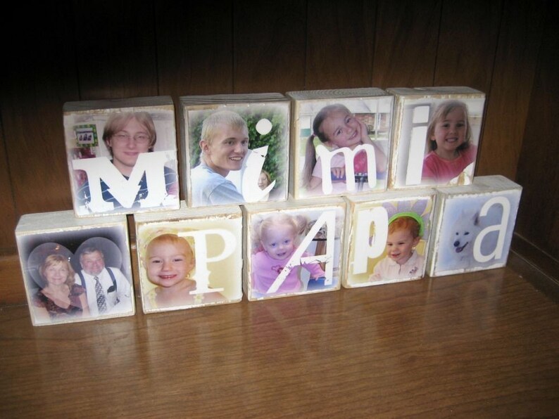 BLESSINGS Photo Blocks SET OF 9 Letter Blocks flat rate shipping