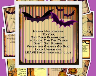 PRINTABLE Halloween Scavenger Hunt-  11 riddles and instructions for YoUNGER CHILDREN- Halloween Party GAME