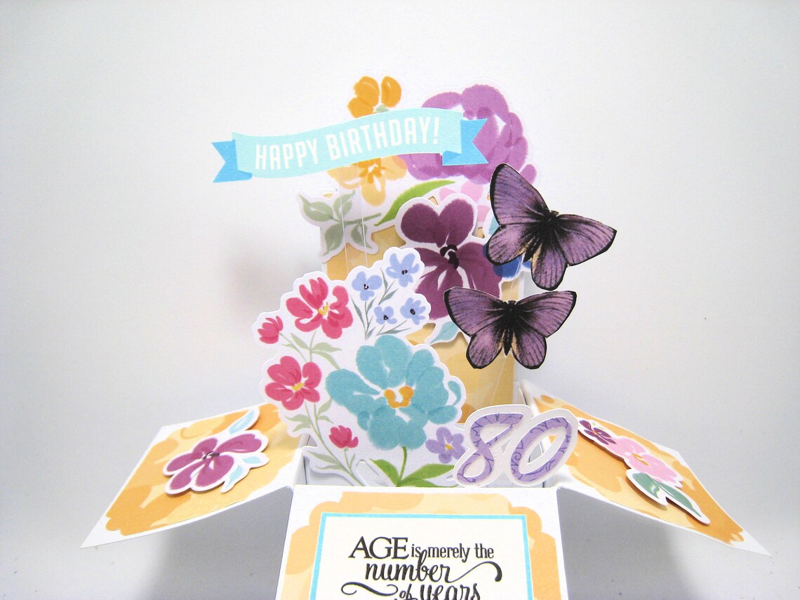 80th Birthday Pop Up Card | Etsy