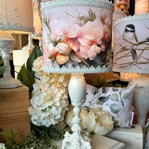 Peony flower lamp, pink flower, handmade lamp with pink flowers, peony table lamp, pink lampshade, flower lampshade