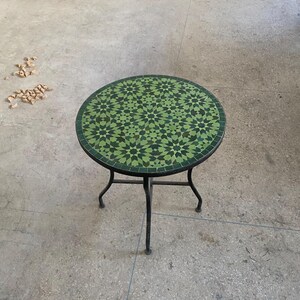 Moroccan Green mosaic Table , Vibrant Handmade Geometric Beauty